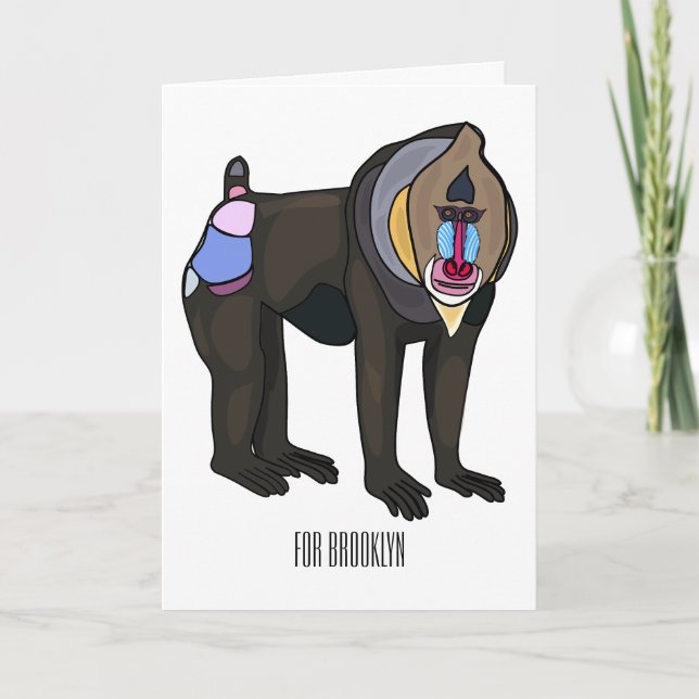 Cartão Ilustração de desenho animado Mandrill (Frente)