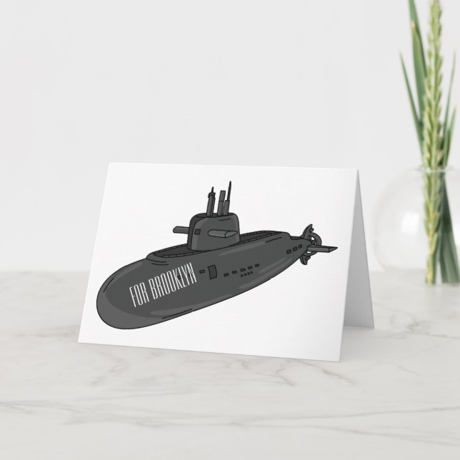 Cartão Ilustração de desenho animado submarino (Frente)