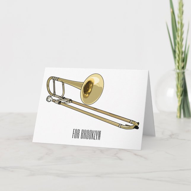 Cartão Ilustração de desenho animado Trombone (Frente)