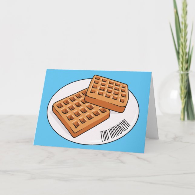 Cartão Ilustração de desenho animado Waffle (Frente)