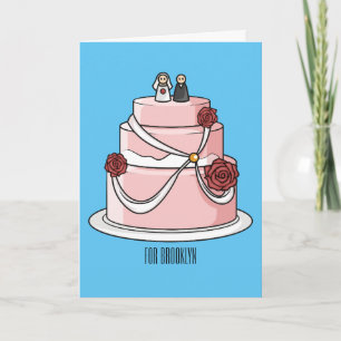 Cartão Ilustração de desenho de bolo de casamento