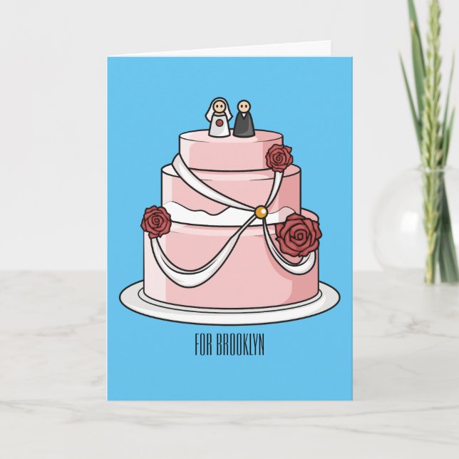 Cartão Ilustração de desenho de bolo de casamento (Frente)