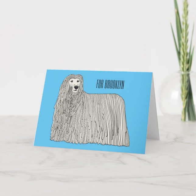 Cartão Ilustração de desenho de cães Komondor (Frente)