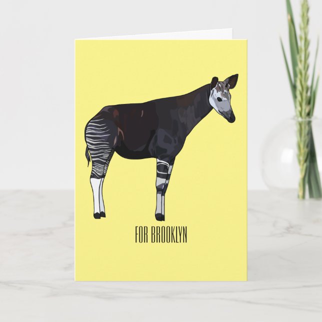 Cartão Ilustração de desenho em Okapi (Frente)