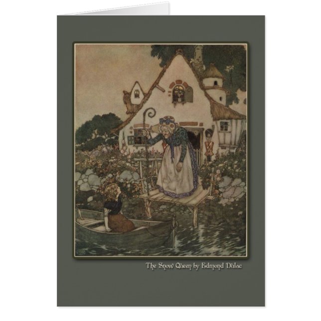 Cartão Ilustração de Edmund Dulac da rainha da neve (Frente)