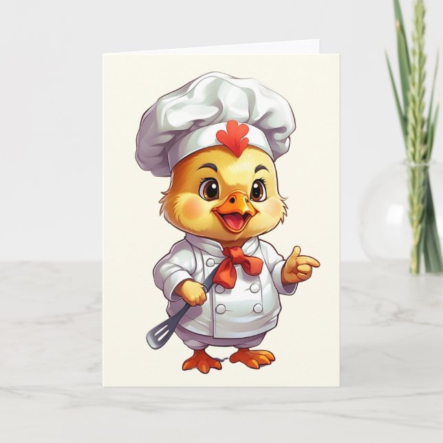 Cartão Ilustração de Espátula em Branco de Chef Frango Be (Frente)