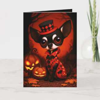 Cartão Ilustração de Fantasia de Halloween de Chihuahua