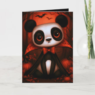 Cartão Ilustração de Fantasia de Halloween de Panda Vampi
