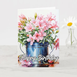 Cartão Ilustração de Flor Lily Recheada