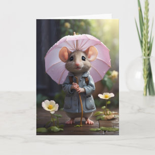 Cartão Ilustração de Flores de Margarida de Rato Adorável