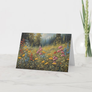 Cartão Ilustração de Flores Silvestres da Floresta
