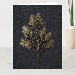 Cartão Ilustração de Folhagem Dourada Minimalista Elegant