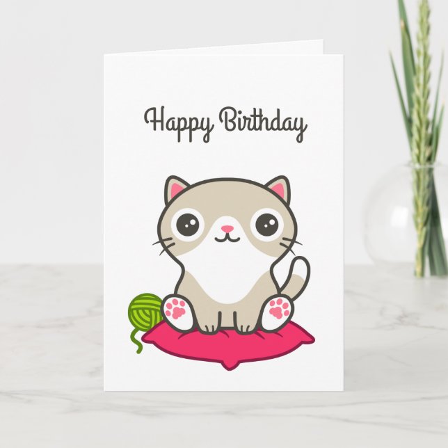 Cartão Ilustração de Gatinho de Cute (Frente)