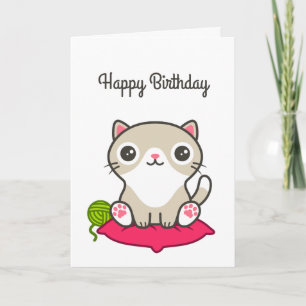 Cartão Ilustração de Gatinho de Cute