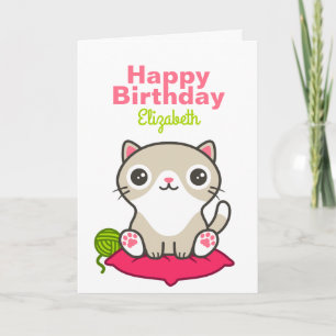 Cartão Ilustração de Gatinho de Cute