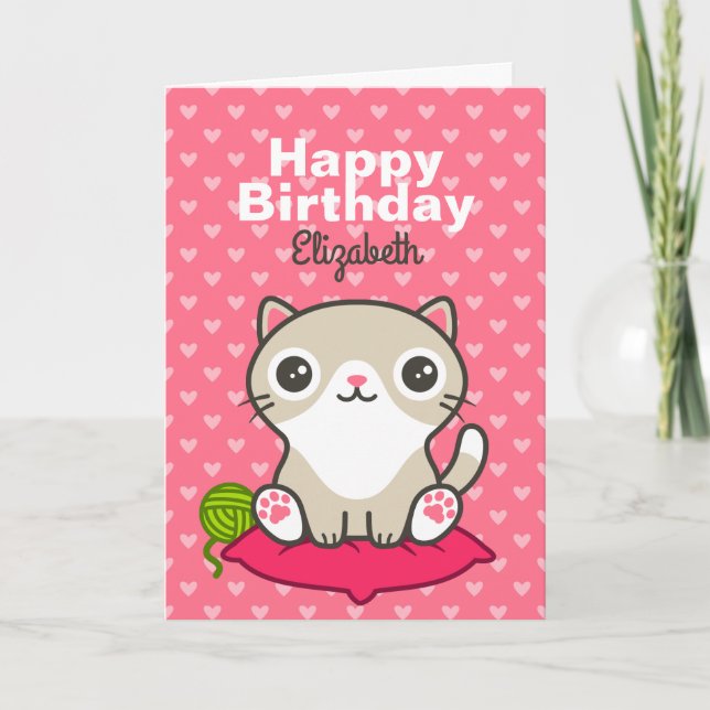 Cartão Ilustração de Gatinho de Cute (Frente)
