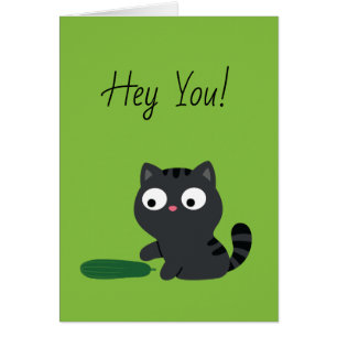 Cartão Ilustração de gatinho e pepino