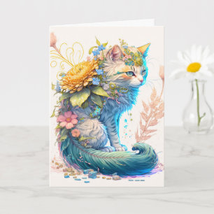 Cartão Ilustração de Gato Majestoso Artístico