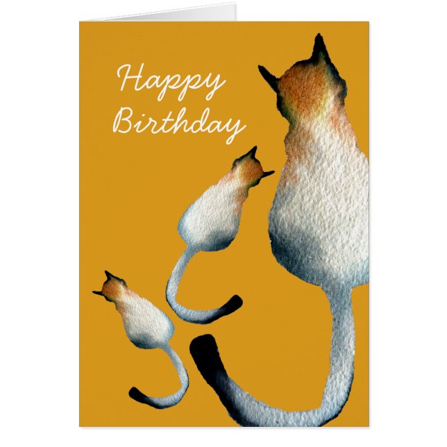 Cartão Ilustração de gato preto e marrom tabby (Frente)