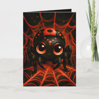 Cartão Ilustração de Halloween de Aranha Kawaii Fofa