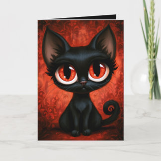 Cartão Ilustração de Halloween de Gato Fofo