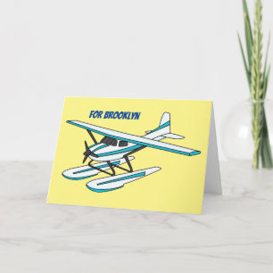 Cartão Ilustração de hidroavião azul branco