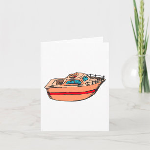 Cartão Ilustração de Lancha Divertida Design de Barco Náu
