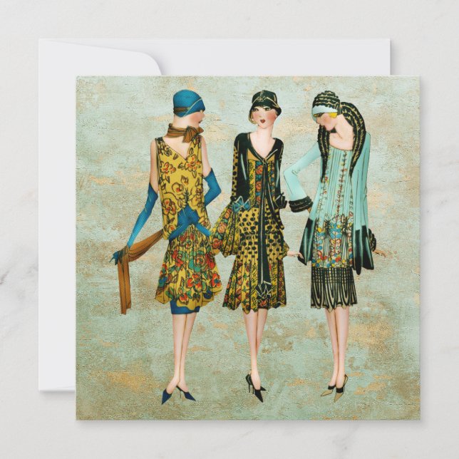 Cartão Ilustração de Moda da Vintage em 1930 (Frente)