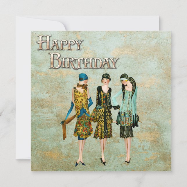 Cartão Ilustração de Moda da Vintage em 1930 (Frente)