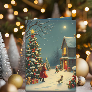 Cartão Ilustração de Natal Vintage
