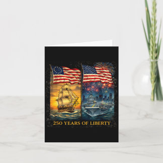 Cartão Ilustração de Navio Patriótico da Liberdade de 250