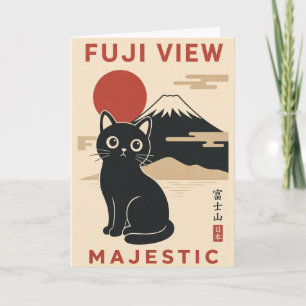 Cartão Ilustração de paisagem japonesa do gato do Monte F