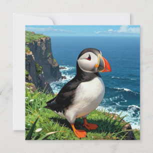 Cartão Ilustração de Papagaio-do-mar à Beira-Mar Em Bra
