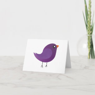 Cartão Ilustração de passarinho roxo fofo