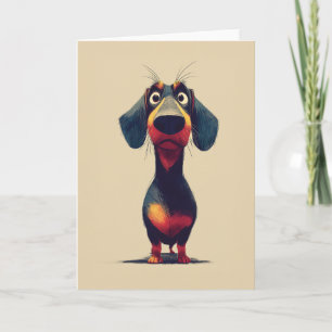 Cartão Ilustração de Personagem de Dachshund Caprichosa