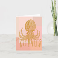 Ilustração de polvo bonito a rosa e Dourado