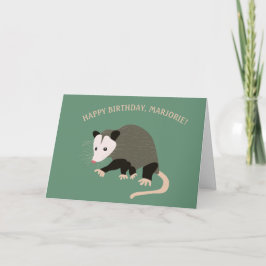 Cartão Ilustração de Possum Cuta Personalizada Aniversári