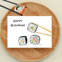 Ilustração de Rolo de Sushi de Aniversário Feliz