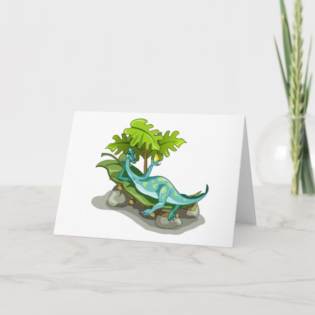 Cartão Ilustração De Um Banho De Sol Iguanodon. (Frente)