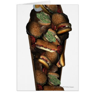 Cartão Ilustração de um caixão enchido com o fast food