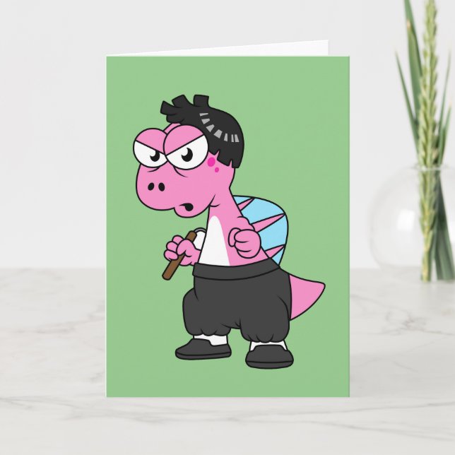 Cartão Ilustração De Um Espinossauro Bruce Lee. (Frente)