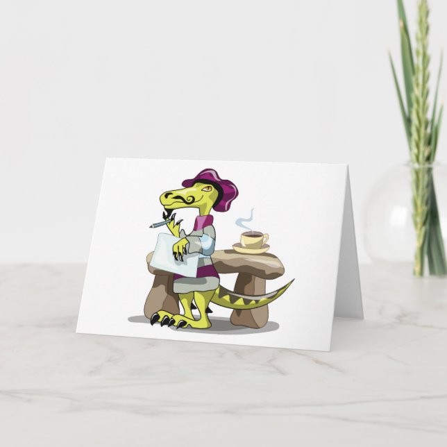 Cartão Ilustração De Um Pensamento De Poeta De Raptor De  (Frente)