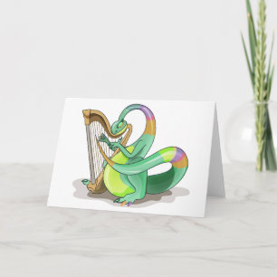 Cartão Ilustração De Um Plateossauro Jogando A Harpa.