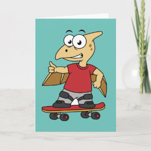 Cartão Ilustração De Um Skate Pterossauro.