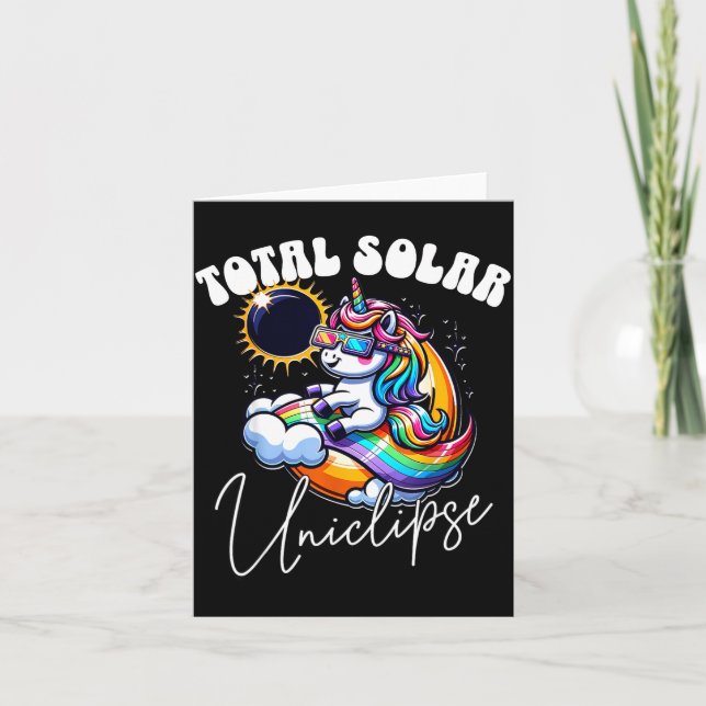 Cartão Ilustração de Unicórnio de Eclipse Solar Total (Frente)