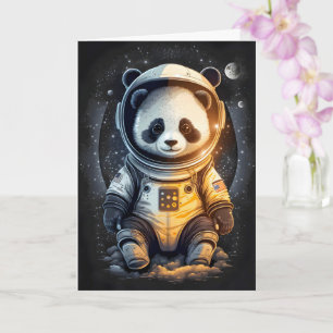 Cartão Ilustração de Urso Panda Astronauta