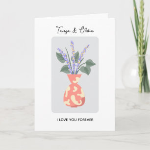 Cartão Ilustração de vaso floral chic com lavanda