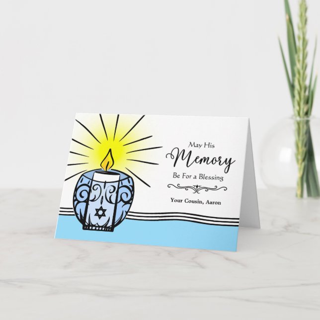 Cartão Ilustração de Vela de Yahrzeit Personalizada para  (Frente)