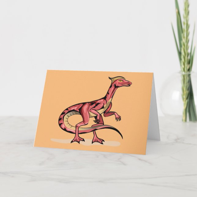 Cartão Ilustração De Velociraptor. (Frente)