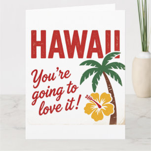 Cartão Ilustração de Viagem das Ilhas Havaianas Vintage R